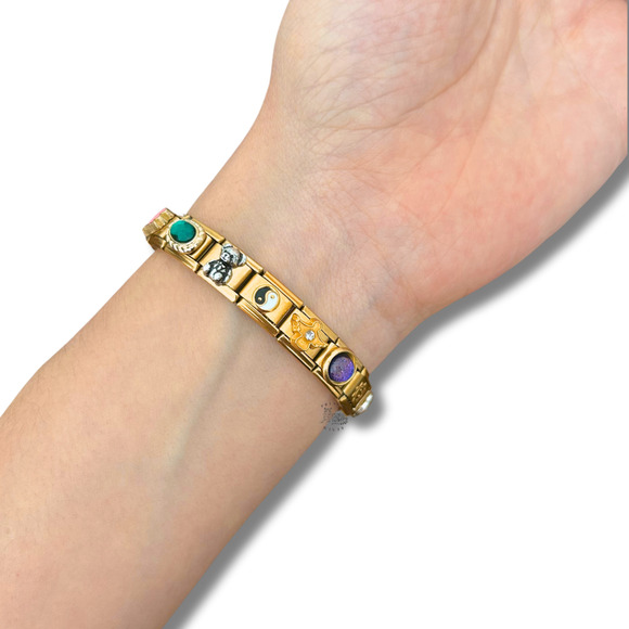 Italian Charm Bracelet Band Compatible with Smart Watch Vintage Style Gold - Picture 5 of 6